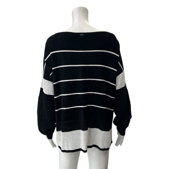St. John Black White Striped Pullover Jumper Sweater size XL - Picture 5 of 10